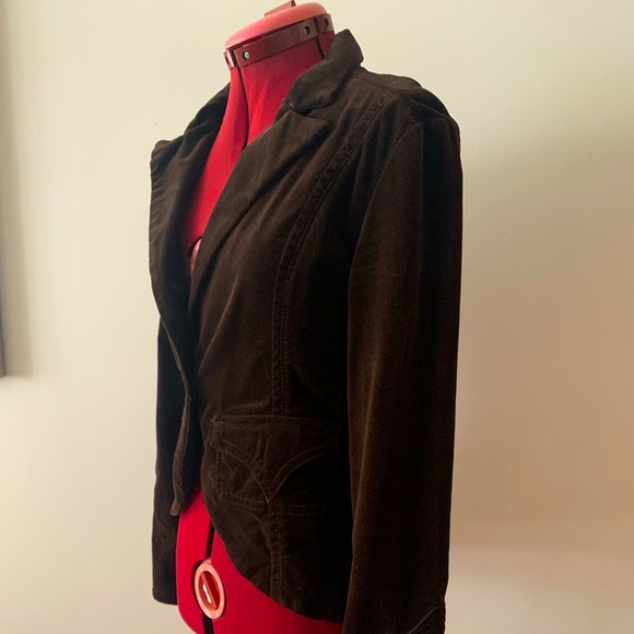Y2K BROWN VELVET FITTED BLAZER - Picture 2 of 6